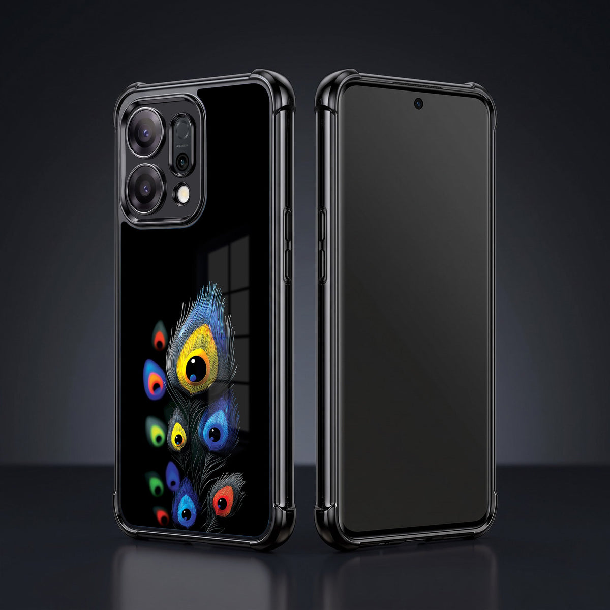 Oppo Reno 14 5G Multi-Feather Peacock Airbags Printed Back Case