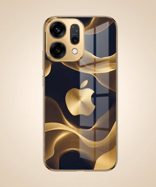 Oppo Reno 14 5G Luxury Wave Gold Electroplated Glass Phone Back Case
