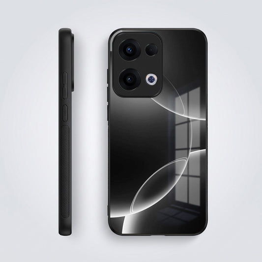 Oppo Reno 13 5G Premium Acrylic Shockproof Glass Back Case (Black Wave)