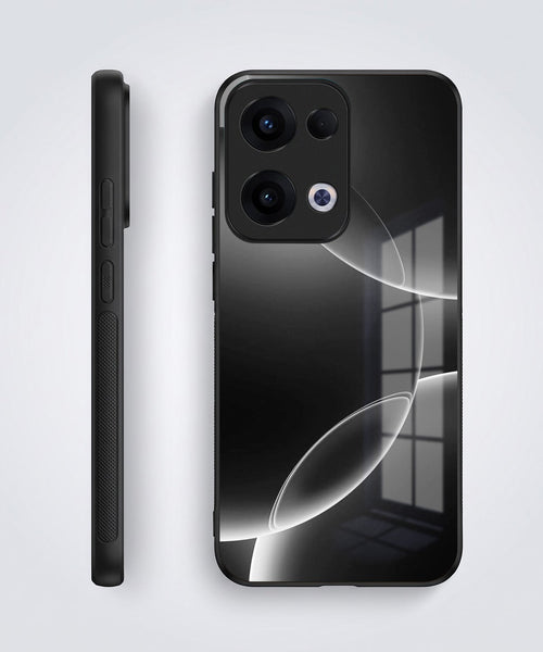 Oppo Reno 13 5G Premium Acrylic Shockproof Glass Back Case (Black Wave)