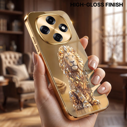 OPPO F31 Pro 5G Luxury Lion Gold Electroplated Glass Phone Back Case