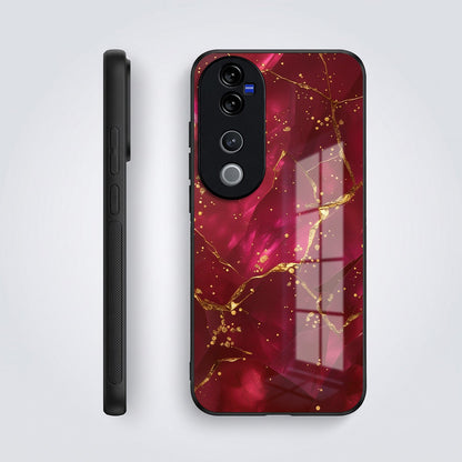 Vivo V40 Pro 5G Luxury Crimson Marble Acrylic Glass Back Case