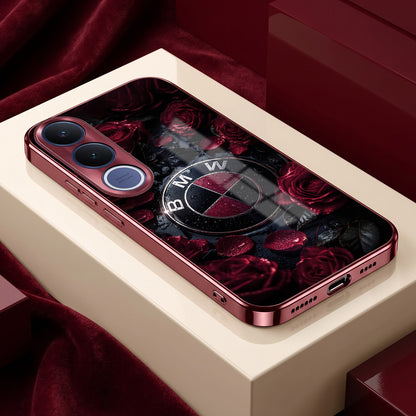 Vivo V70 FE 5G BMW Logo Burgundy Electroplated Glass Back Case