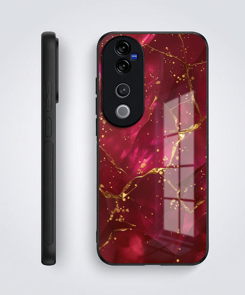 Vivo V40 Pro 5G Luxury Crimson Marble Acrylic Glass Back Case