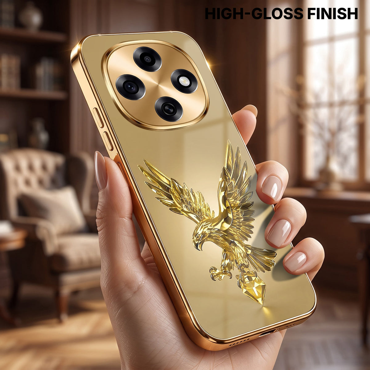 OPPO F31 Pro 5G Golden Eagle Gold Electroplated Glass Phone Back Case