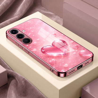 Samsung Galaxy A36 5G Luxury 3D Jelly Heart Pink Electroplated Glass Phone Back Case