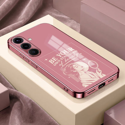 Samsung Galaxy A56 5G Luxury Aesthetic Girl Pink Electroplated Glass Phone Back Case