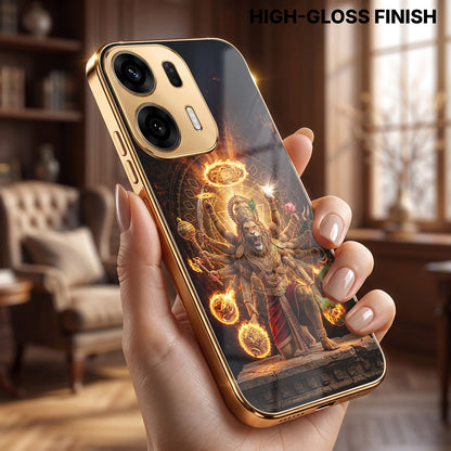 Oppo K14 Plus 5G Lord Narasimha Gold Electroplated Glass Phone Back Case