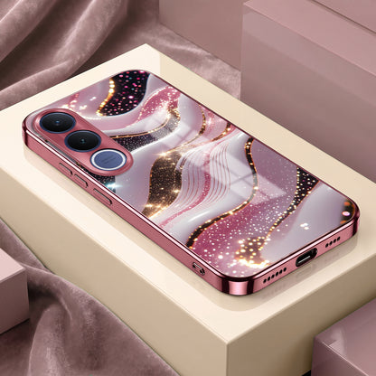 Vivo V70 FE 5G Midnight Pearl Wave Pink Electroplated Glass Phone Back Case