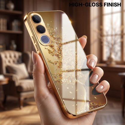 Vivo V70 FE 5G Golden Tree Gold Electroplated Glass Phone Back Case