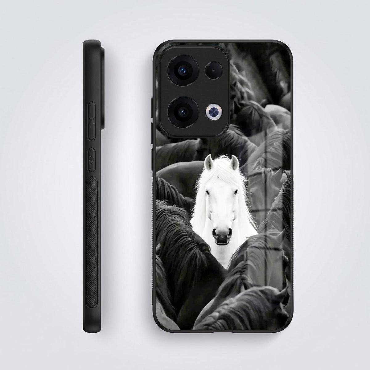 Oppo Reno 13 5G Premium Acrylic Shockproof Glass Back Case (Mystic Stallion)