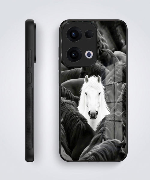 Oppo Reno 13 5G Premium Acrylic Shockproof Glass Back Case (Mystic Stallion)