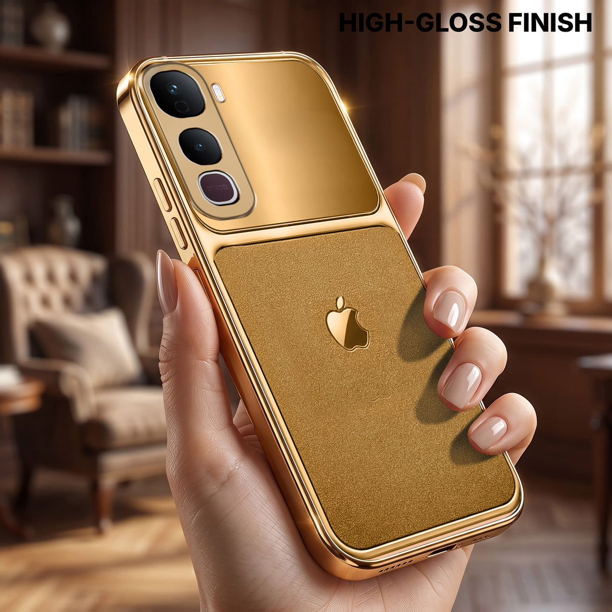 Vivo Y400 Pro 5G Royal Touch Apple Gold Electroplated Glass Phone Back Case