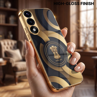 Oneplus Nord 5 5G Royal Emblem Gold Electroplated Glass Phone Back Case
