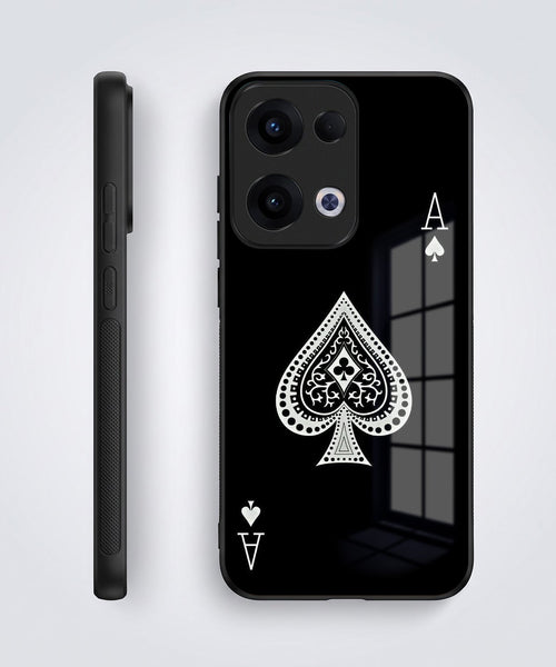 Oppo Reno 13 5G Premium Acrylic Shockproof Glass Back Case (Black Ace)
