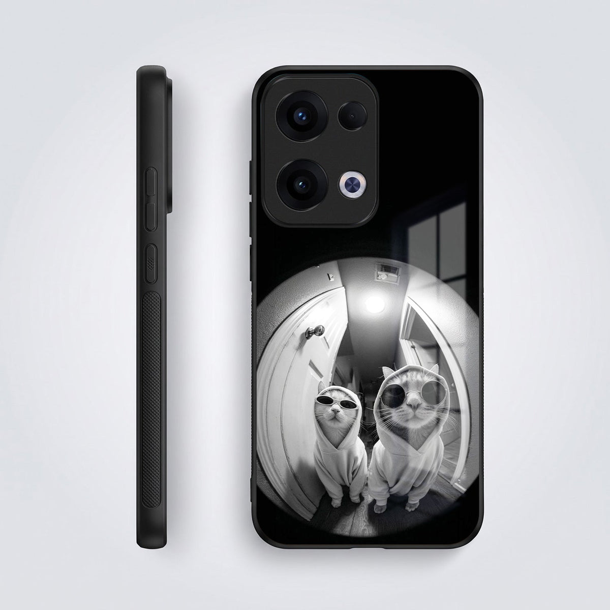 Oppo Reno 13 5G Premium Acrylic Shockproof Glass Back Case (Purrfect Duo)