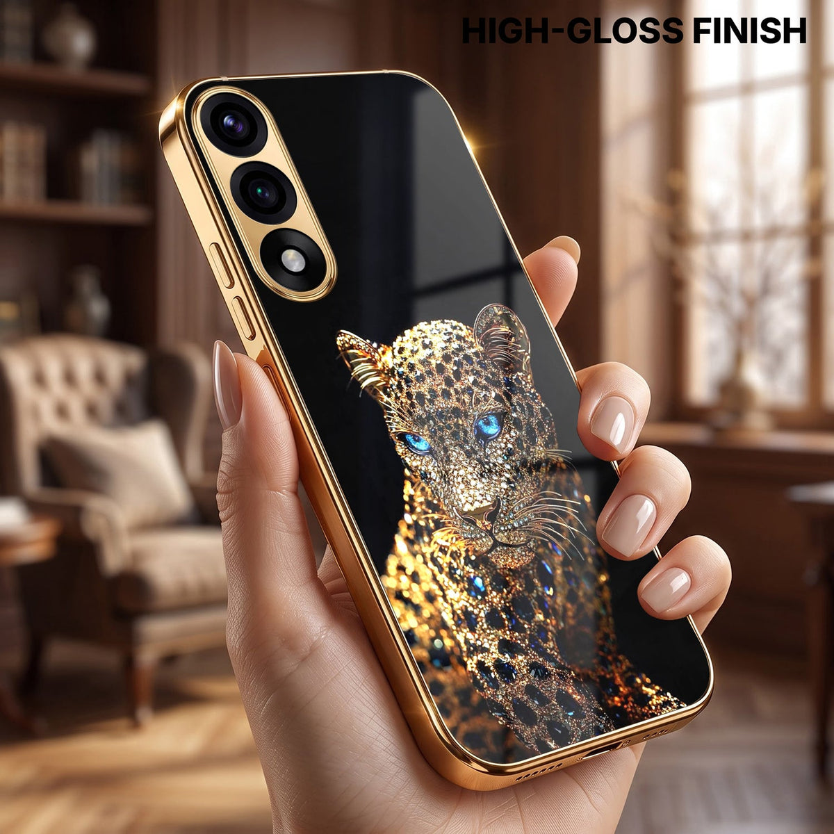 Oneplus Nord 5 5G Panther Gold Electroplated Glass Phone Back Case