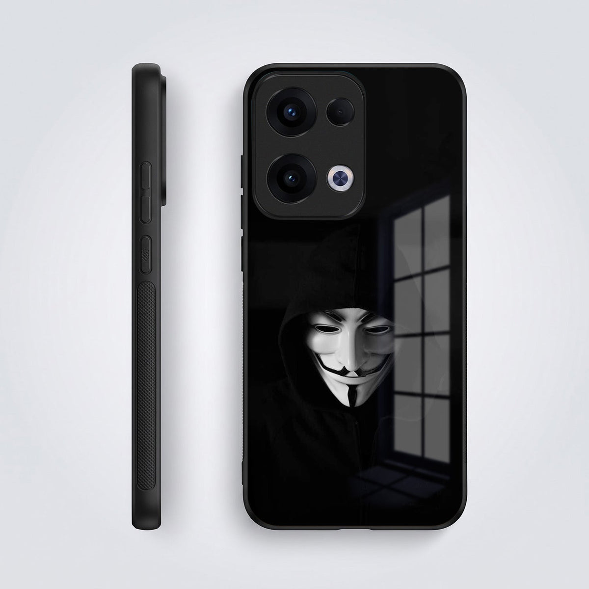 Oppo Reno 13 5G Premium Acrylic Shockproof Glass Back Case (Dark Hacker)