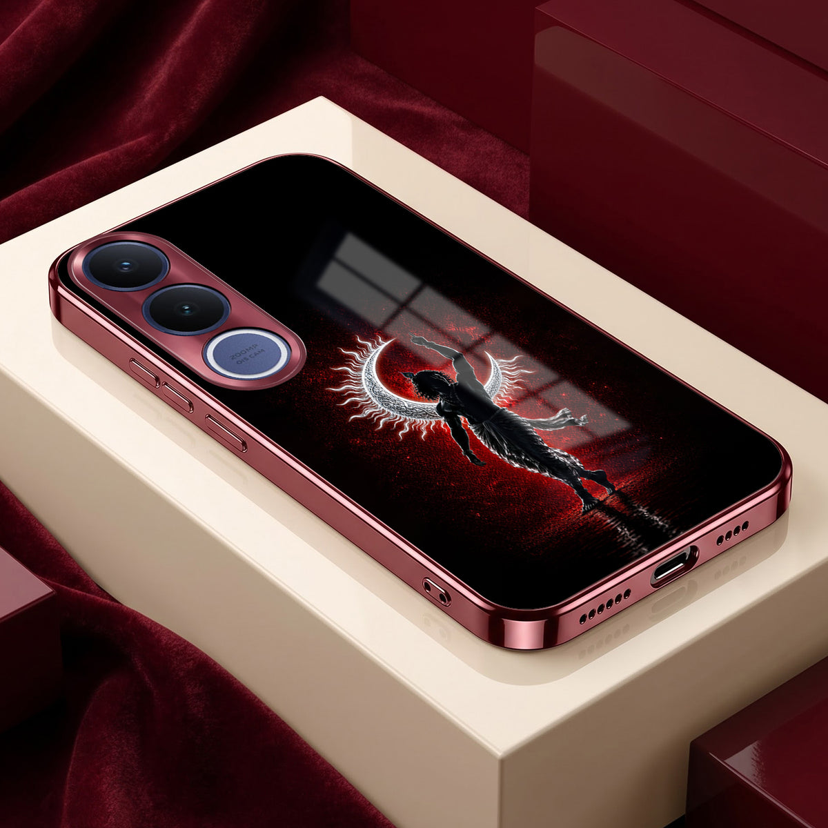 Vivo V70 FE 5G Crimson Divine Burgundy Electroplated Glass Back Case