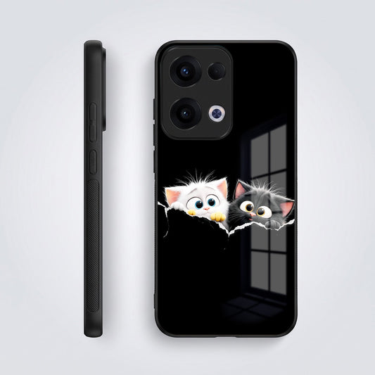 Oppo Reno 13 5G Premium Acrylic Shockproof Glass Back Case (Cute Paws)