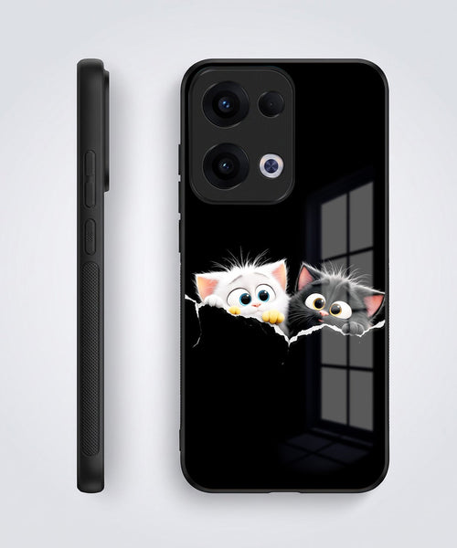 Oppo Reno 13 5G Premium Acrylic Shockproof Glass Back Case (Cute Paws)