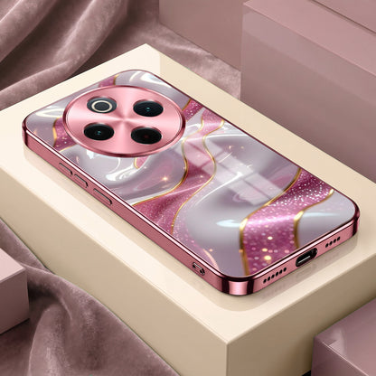 Vivo T4 5G Pearl Marble Pink Electroplated Glass Phone Back Case