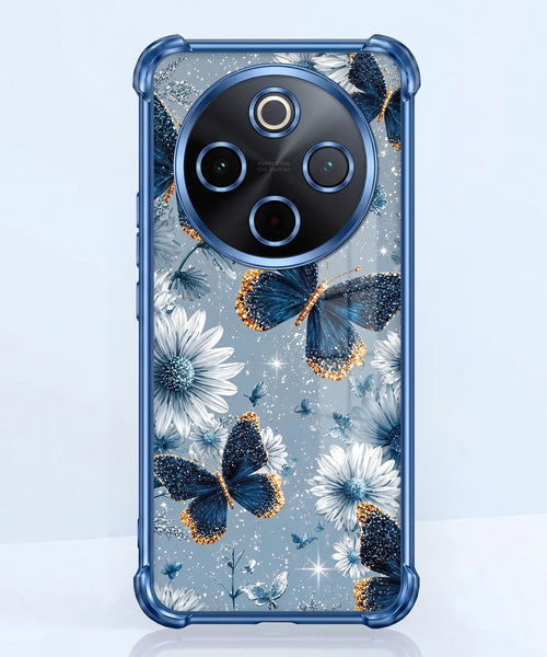 Vivo T4 5G Blue Butterfly Floral Airbags Printed Back Case