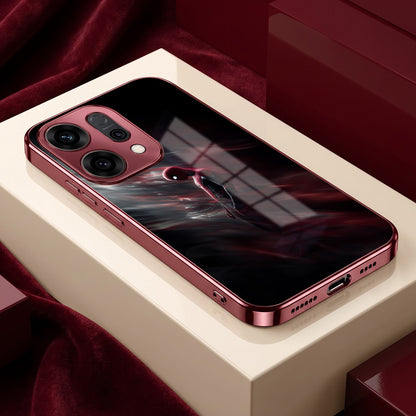 Oppo Reno 14 5G Crimson Spider Burgundy Electroplated Glass Back Case