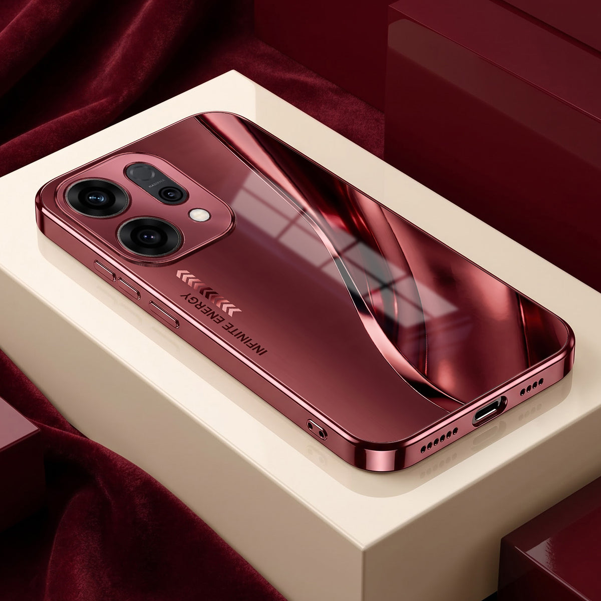 Oppo Reno 14 5G Infinity Energy Burgundy Electroplated Glass Back Case