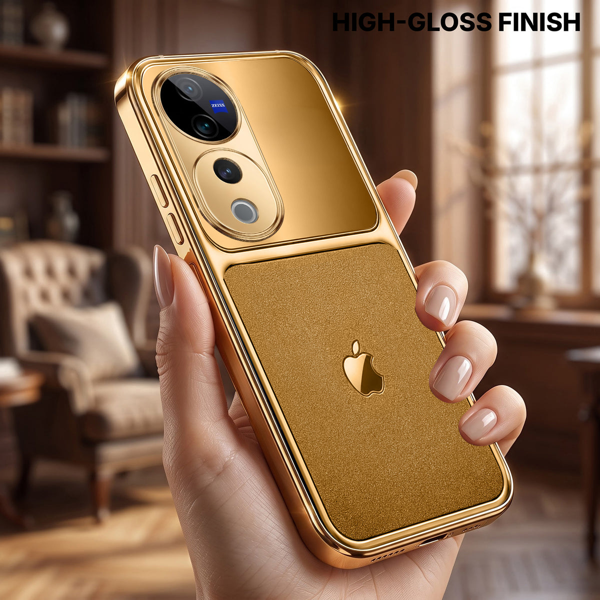 Vivo V40 Pro 5G Royal Touch Apple Gold Electroplated Glass Phone Back Case