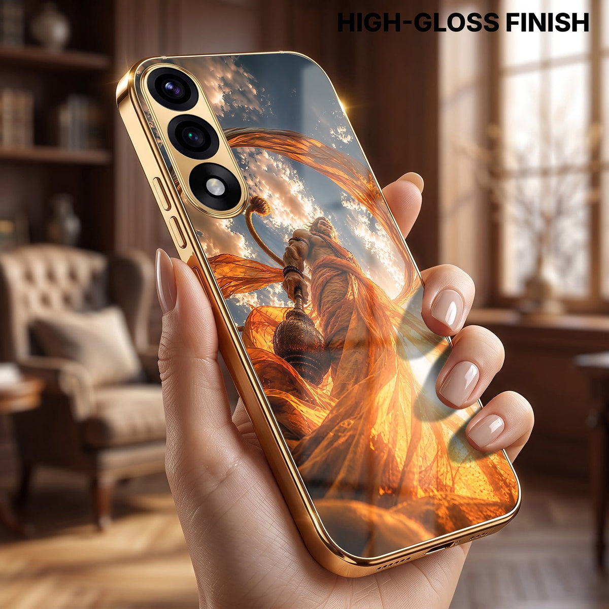 Oneplus Nord 5 5G Divine Hanuman Gold Electroplated Glass Phone Back Case
