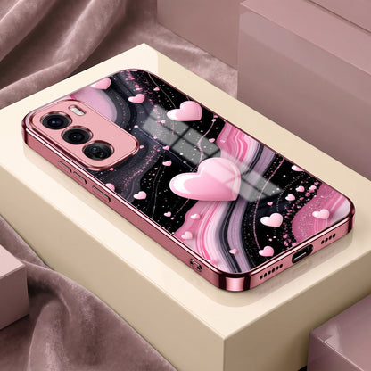 Oppo Reno 12 Pro 5G Love Sparkle Pink Electroplated Glass Phone Back Case