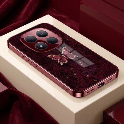 Redmi Note 15 Pro Plus 5G Butterfly Burgundy Electroplated Glass Back Case