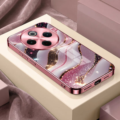 Vivo T4 5G Midnight Pearl Wave Pink Electroplated Glass Phone Back Case