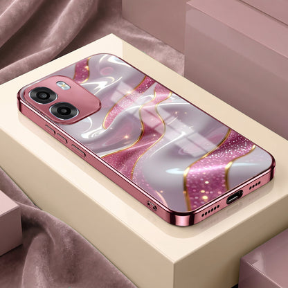 Oppo K14 5G Pearl Marble Pink Electroplated Glass Phone Back Case