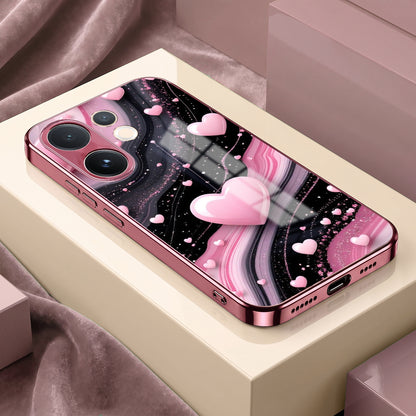 Vivo V60 5G Love Sparkle Pink Electroplated Glass Phone Back Case