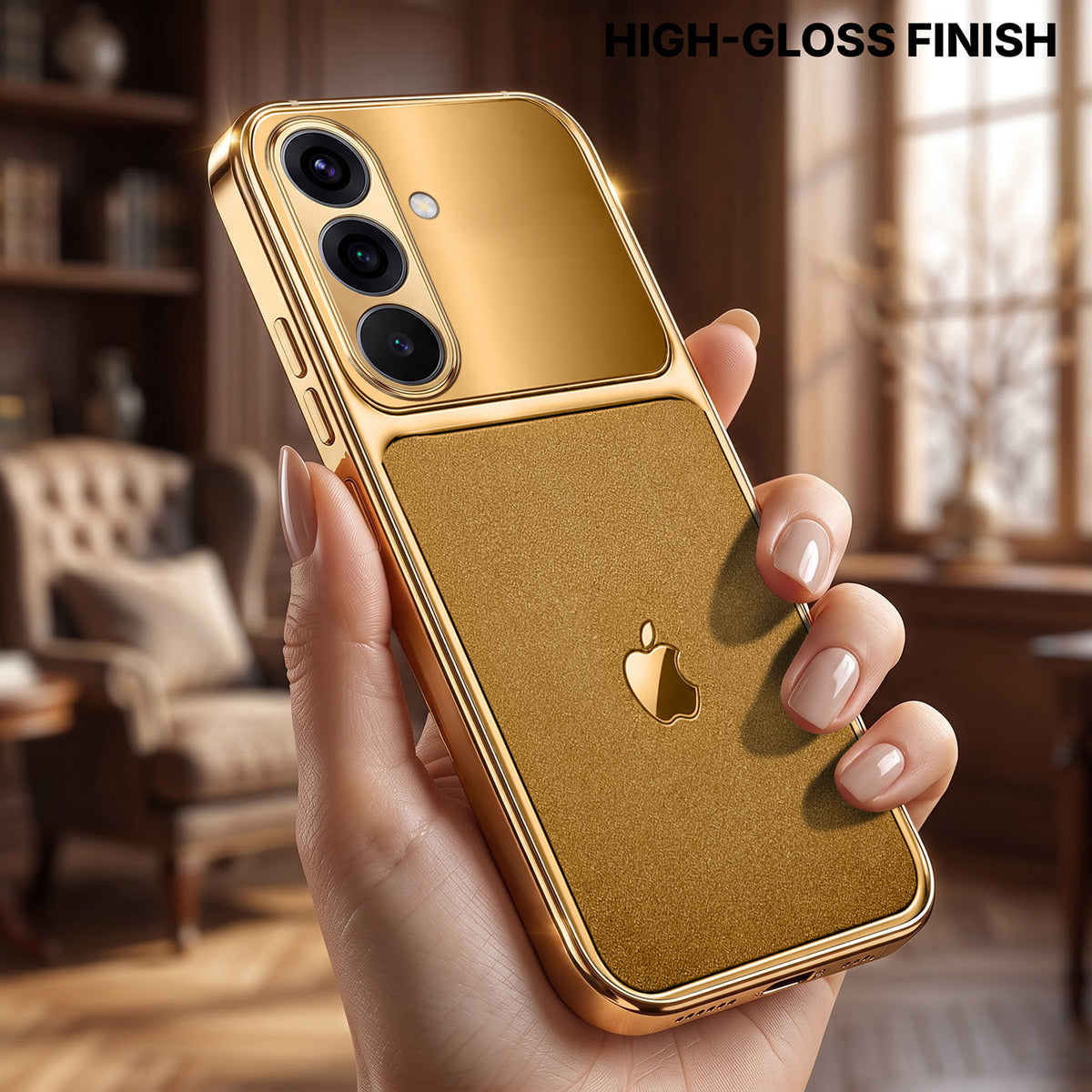Samsung Galaxy A36 5G Royal Touch Apple Gold Electroplated Glass Phone Back Case