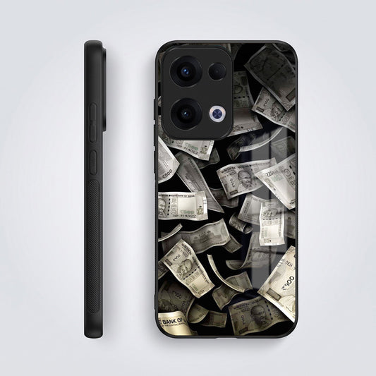 Oppo Reno 13 5G Premium Acrylic Shockproof Glass Back Case (Money Magnet)
