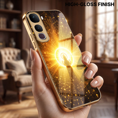 Vivo Y400 Pro 5G Lakshmi Sacred Gold Electroplated Glass Phone Back Case