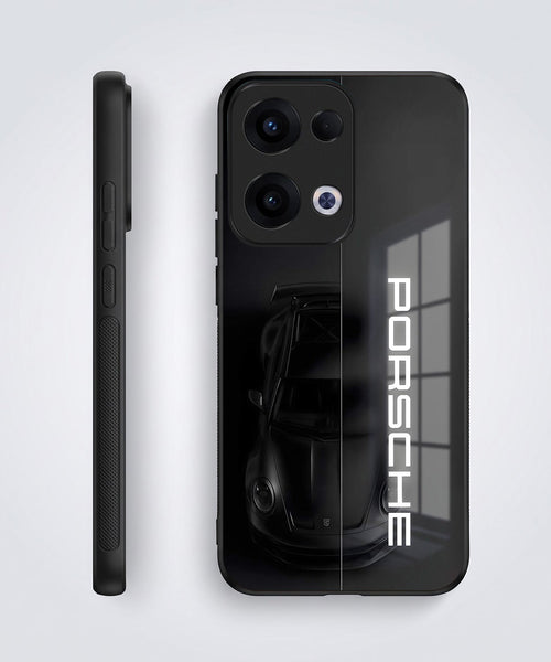 Oppo Reno 13 5G 5G Premium Acrylic Shockproof Glass Back Case (Black Porsche)