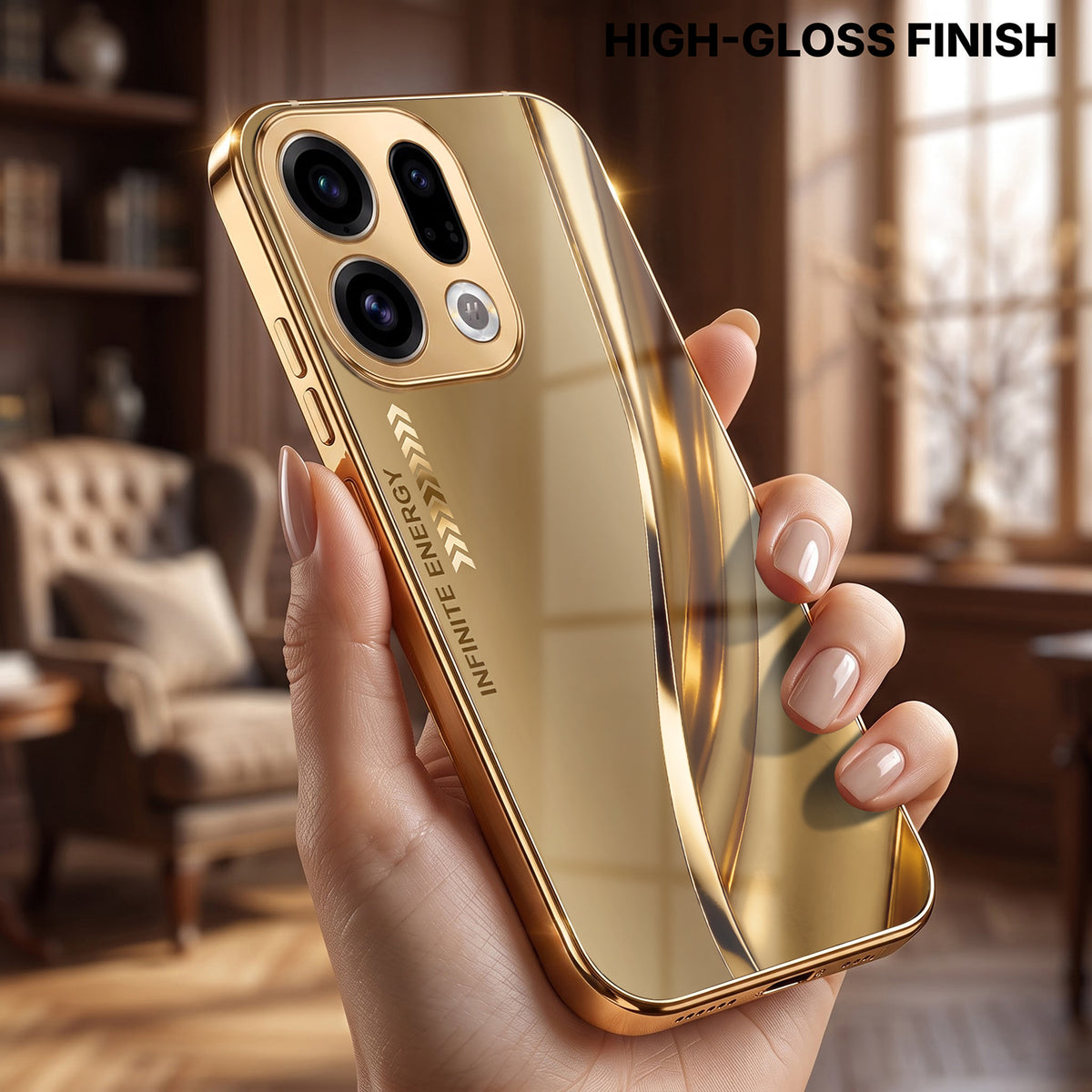 Oppo Find X9 5G Luxury Infinity Energy Gold Electroplated Glass Phone Case