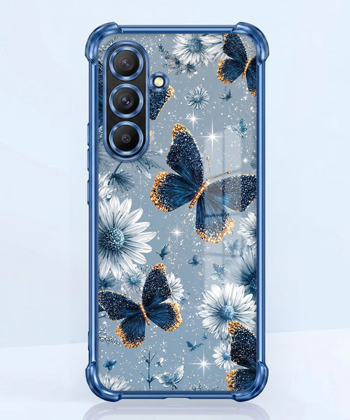 Samsung Galaxy A56 5G Blue Butterfly Floral Airbags Printed Back Case