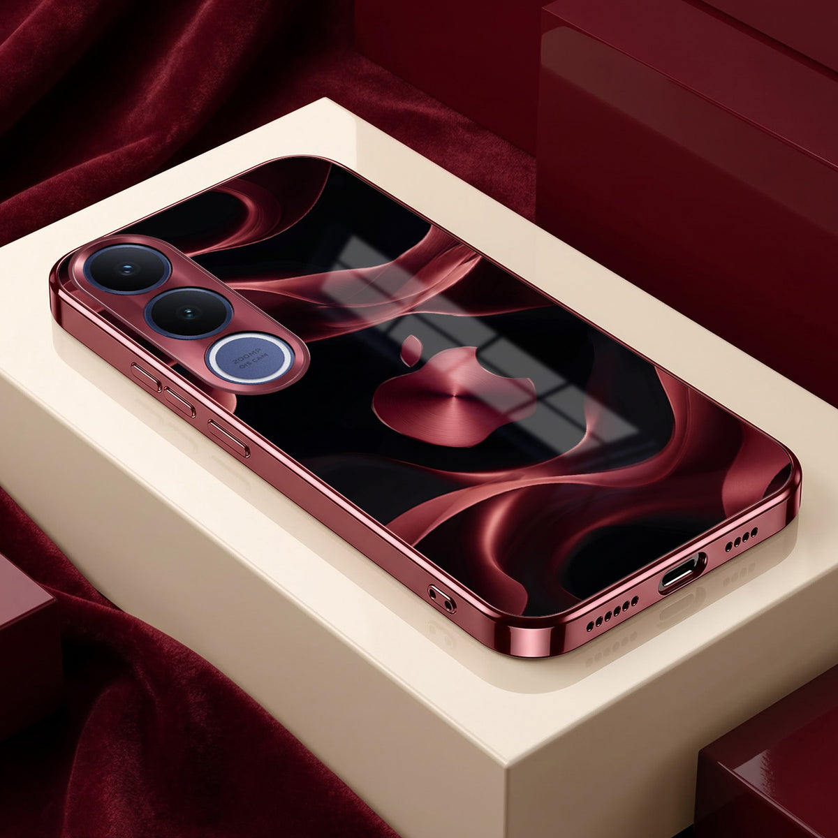 Vivo V70 FE 5G Wave Apple Burgundy Electroplated Glass Back Case