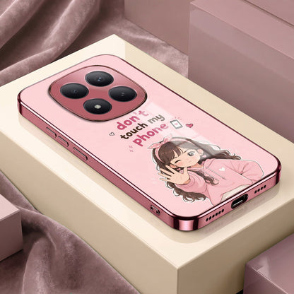 Redmi Note 15 Pro+ 5G Luxury Anime Girl Pink Electroplated Glass Phone Back Case