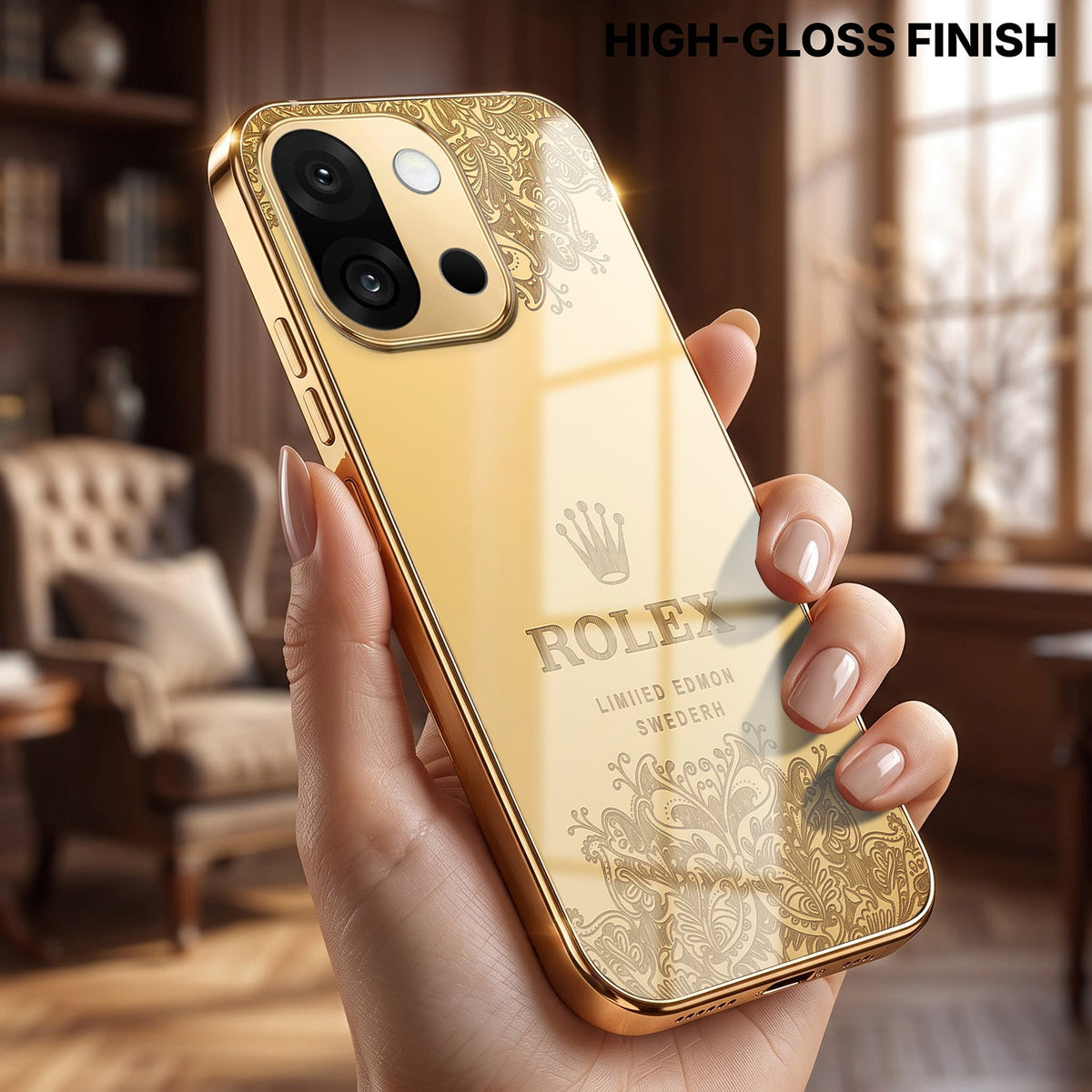 OnePlus 13s 5G Rolex Crown Gold Electroplated Glass Phone Back Case
