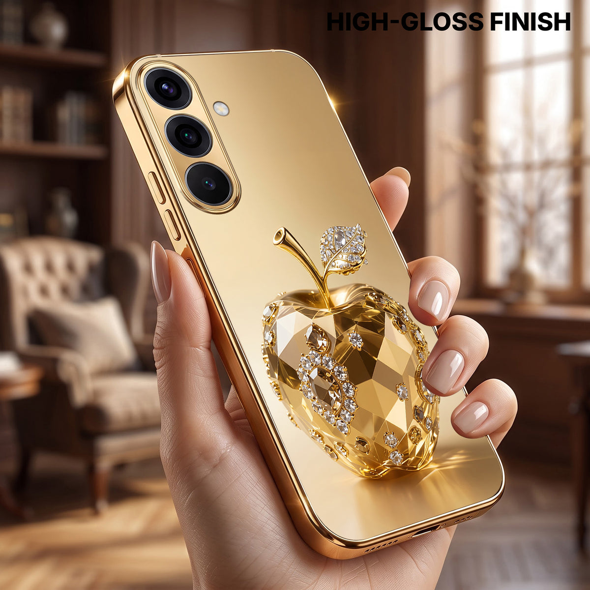 Samsung Galaxy A56 5G Golden Apple Gold Electroplated Glass Phone Back Case