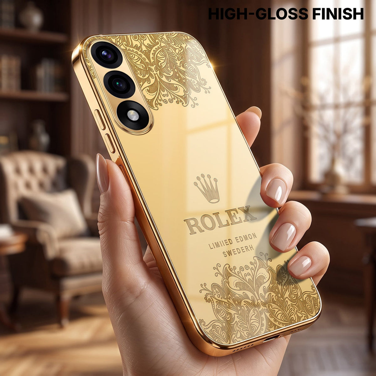 Oneplus Nord 5 5G Rolex Crown Gold Electroplated Glass Phone Back Case