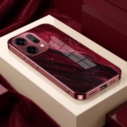 Oppo Reno 14 5G Marble Burgundy Electroplated Glass Back Case