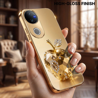 Vivo V50 5G Golden Apple Gold Electroplated Glass Phone Back Case