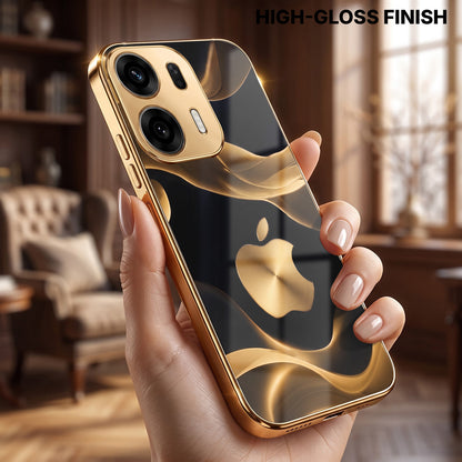 Oppo K14 Plus 5G Luxury Wave Gold Electroplated Glass Phone Back Case
